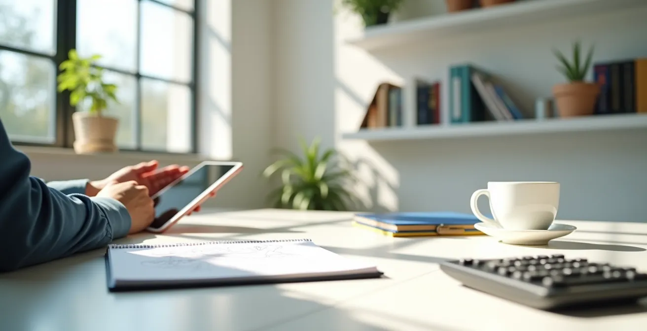 Personne utilisant une tablette pour activer le service d'avance immédiate sur son compte CESU