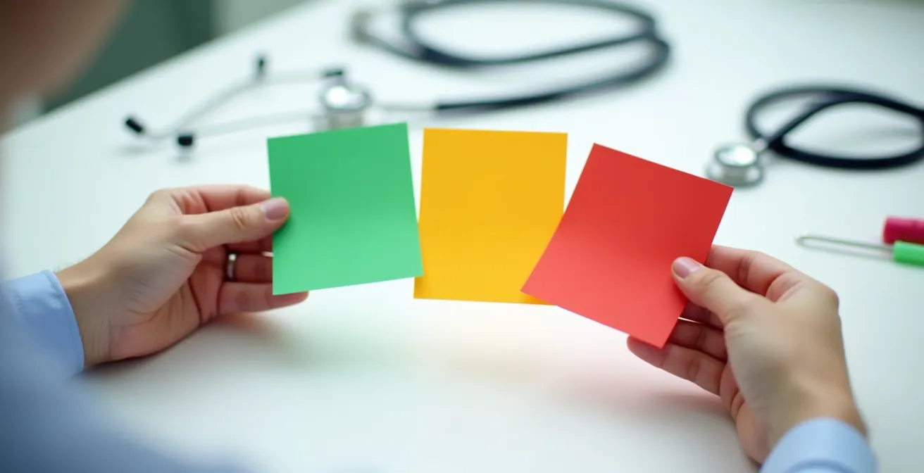 Système de codes couleurs pour l'alerte médicale avec mains de soignant