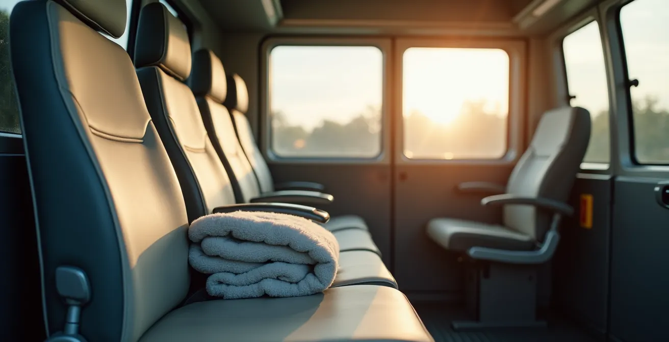 Intérieur calme d'un véhicule sanitaire avec détails confortables pour le patient